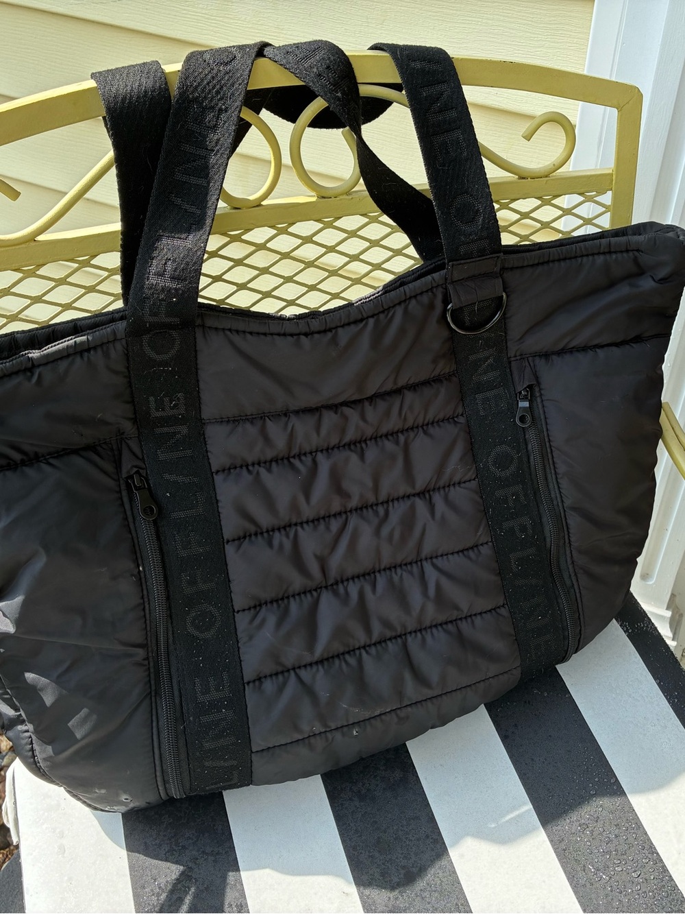 Aerie Offline Black Quilted Yoga Tote Bag